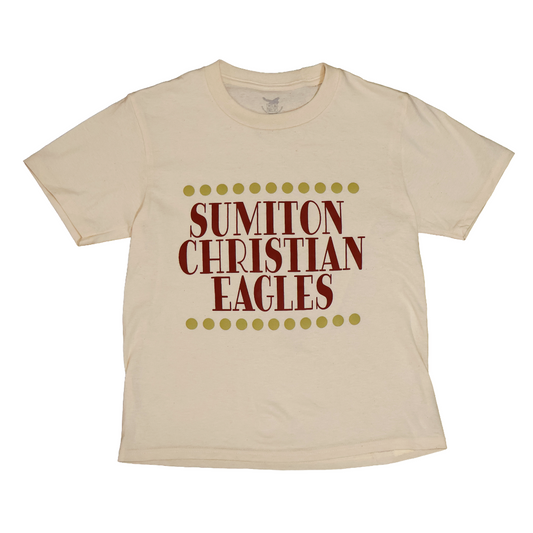 Cream t-shirt with 'Sumiton Christian Eagles' text on a white background